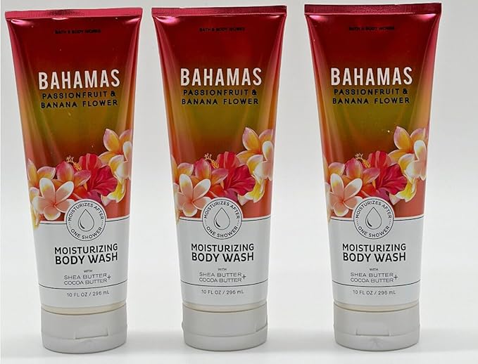 Generic 3 pack bath body works BAHAMAS PASSIONFRUIT &amp BANANA FLOWER Moisturizing Body Wash