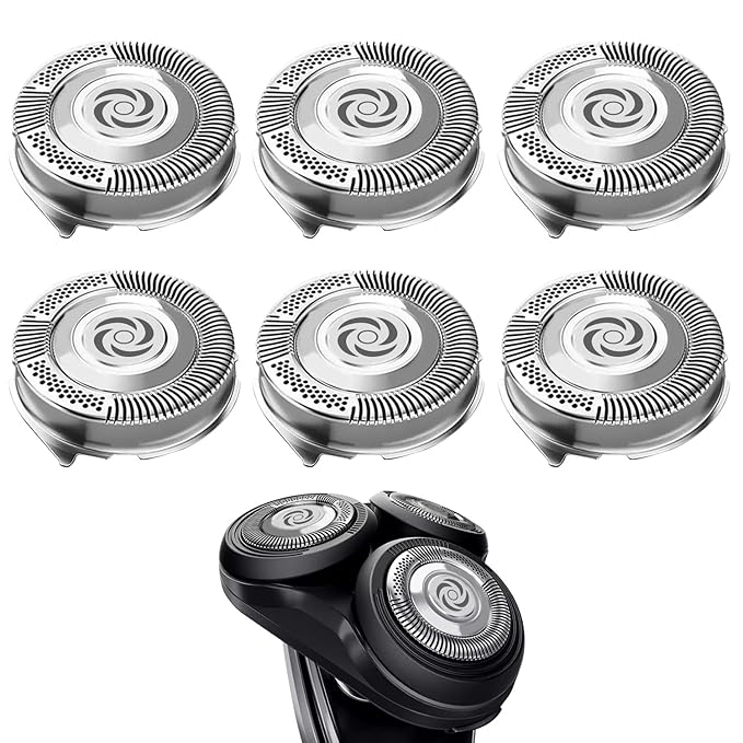 6P SH50 Replacement Heads Compatible with Series 5000 (S5xxx) PT8xx &amp More - Electric Shaver Replacement Head for Men