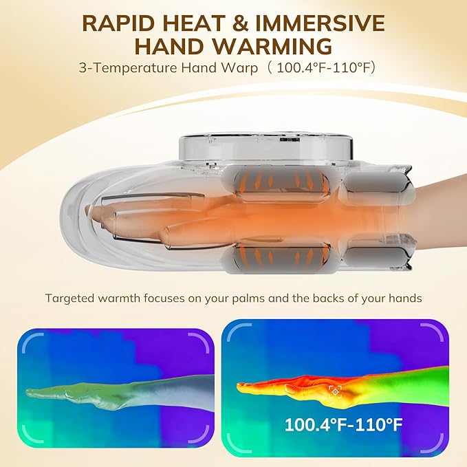 VARIPOWDER Hand Massager with Heat and Compression Cordless Hand Massager for Arthritis and Carpal Tunnel Finger Massager Gifts for Women Men