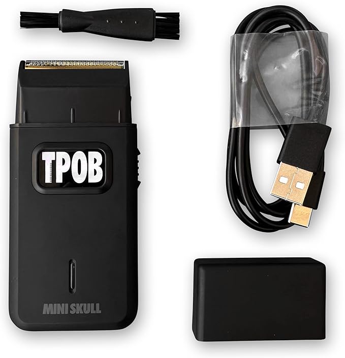 TPOB Mini Skull Single Shaver Compact Design that can fit in Your Pocket with a Turbo Charged Motor Perfect for Both Professional and at-Home use (Black)