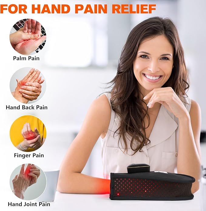 TUOB Red Light Therapy for Hand Cordless Infrared Light Therapy Device with Power Bank Led Light Therapy Double Side Pad Glove Deep Penetrate Joint Benefit for Hand Wrist Fingers Pain Relief