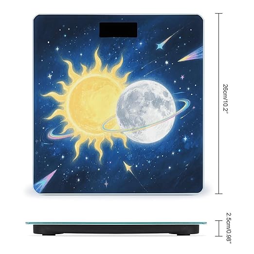 Moon Sun Scale for Body Weight Sturdy Tempered Glass Weighing Scales with LCD Display Accurate Digital Bathroom Scale Convenient Body Fat Smart Scales Easy Read