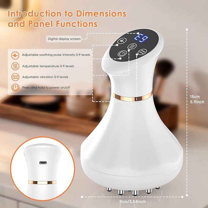 Lymphatic Drainage Massager Anti-Cellulite Massager For Body Cellulite and Thigh &amp Belly Stretch Marks Reduction Handheld Massage tools for lymphedema &amp lipedema Sciatica Nerve pain relief