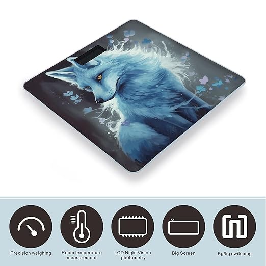 Blue Fox Bathroom Scale for Body Weight Bathroom Weighing Scale with Backlit LCD Display Highly Accurate Measures Weight Up to 180kg