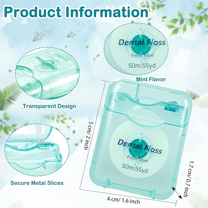 70 Pack Mini Dental Floss Bulk Mint Flavored Travel Glide Dental Floss Oral Care with Portable Cases for Teeth Adults 164 Ft/ 50 M
