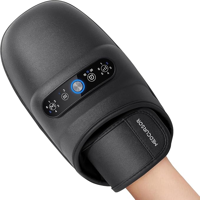 Medcursor Hand Massager - Hand Massager with Heat and Compression for Carpal Tunnel and Stiff Joints Pain Relief from Wrist to Palm and Finger Gifts for Women Men (Rechargeable)