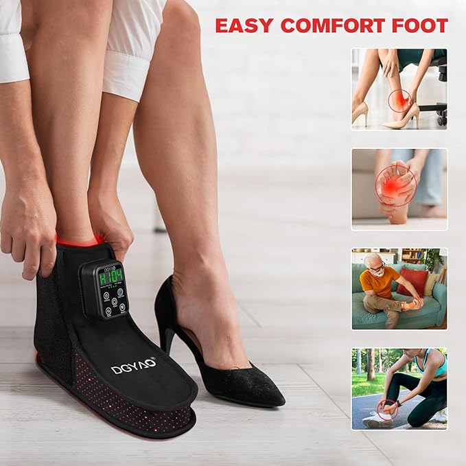 DGXINJUN Red Light Therapy for Foot Near Infrared Light Therapy Feet Ankles Pain Relief Boots Cordless Portable Rechargeable Device for Home Travel Use with 6000mAh Battery
