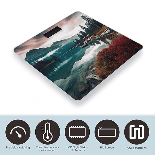 Scenic Lake Digital Bathroom Scale for Body Weight Weighing Scale with Backlit LCD Display High Precision Measurements &amp Measures Weight Up to 180kg