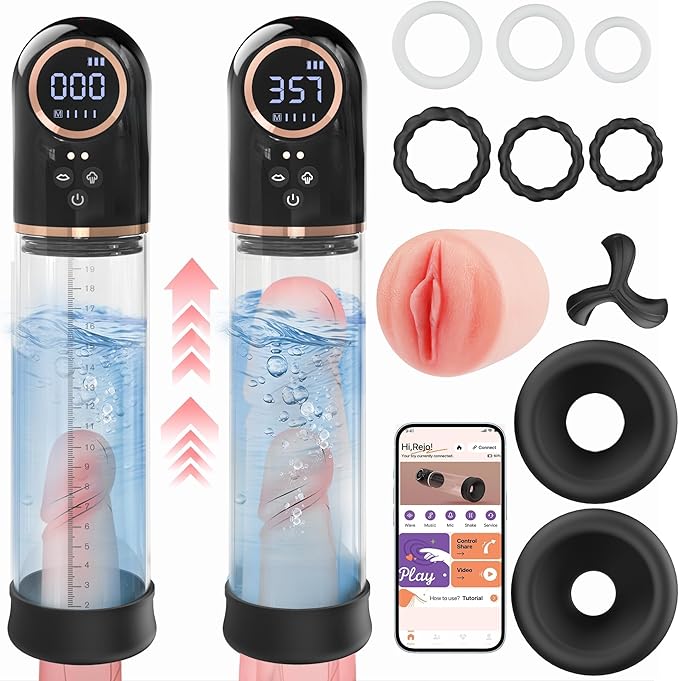 Penile Traction Device Condones 6X Suction &amp Pumping Training Device Bigger &amp Harder &amp Longer Y324* (Black + Gold)