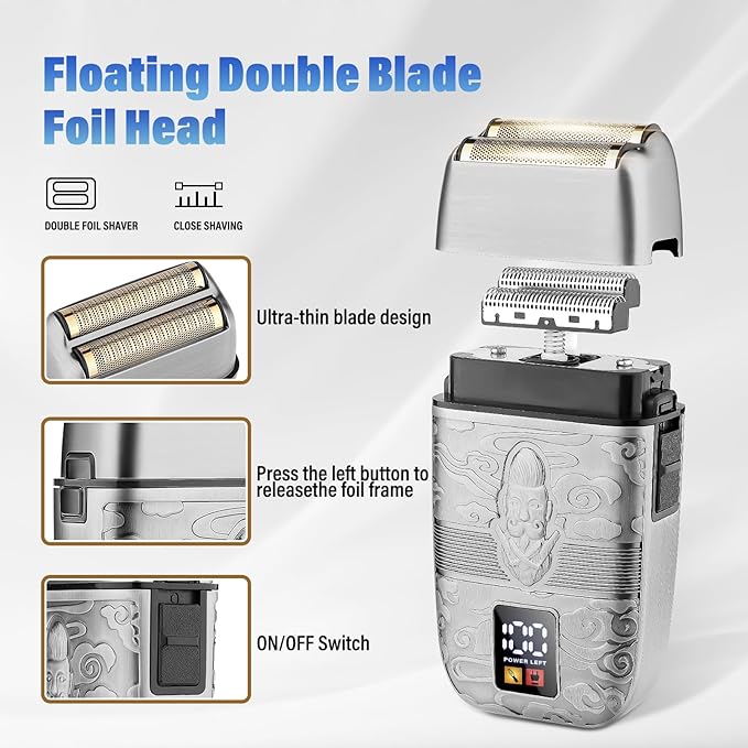 Professional Hair Trimmer Hair Clippers for Men Nose Hair Trimmer Shaver SetCordless T-Blade Beard Trimmer Barber ClippersElectric Razor Foil Shavers for Men Haircut Grooming Kit(Silver)