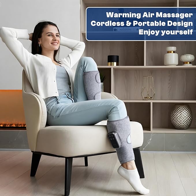 Calf Massager Cordless Leg Massager for Relaxation 3 Intensities 3 Modes Gift for Men Women at Home Office Gym (2 Piece)