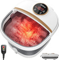 Collapsible Foot Spa Bath with HeatFoot Massager with Two Side SupportsLeakage ProtectorTemperature ControlBubblesRed LightTimer Feet Spa TubFeet SoakerGifts (White)