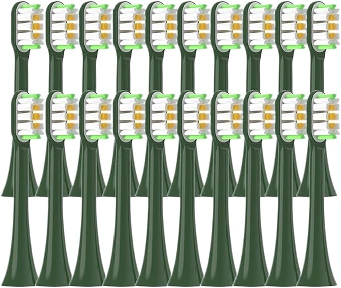 20/50/100PCS Copper Free Replaceable Brush Heads Compatible for X3/X3U/X5 Soft Bristle Mint/VanGo Green Sonic Nozzles No Metal(100VanGoGreen)