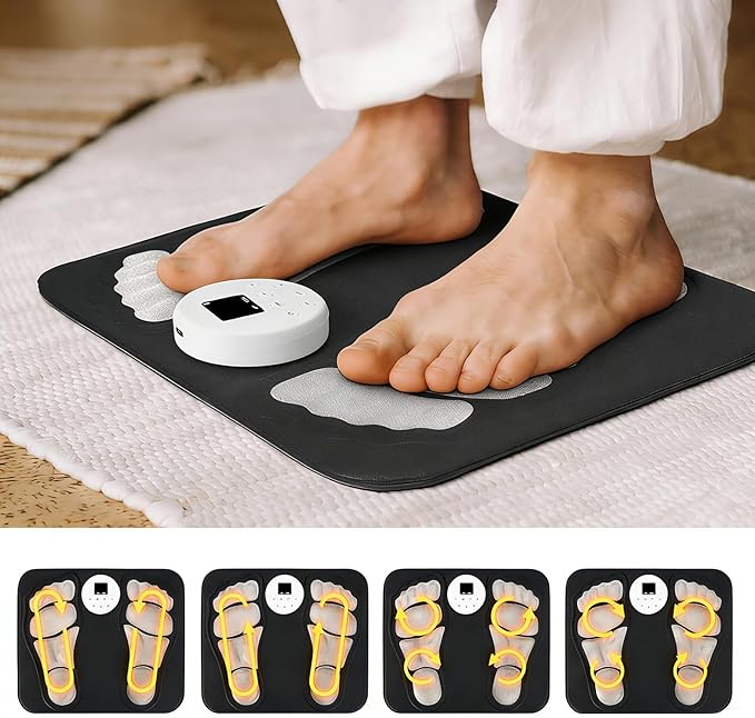 Portable Foot Massager Rechargeable Circulation Stimulator with 4 Modes &amp 10-Second Rapid Heating Lightweight Design for Home Travel Office Use