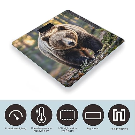 Bear Scale for Body Weight Highly Accurate Digital Bathroom Body Scale Digital Bathroom Scales for People Anti-Slip Large LCD Display Smart Scales