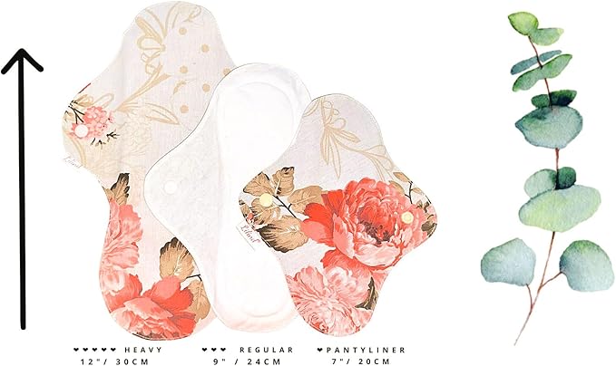 Lilind® 17 Pack Jumbo Set Organic Cloth Pads Reusable Washable Menstrual Family Cloth Zero Waste 100% Cotton Random Flowers Prints