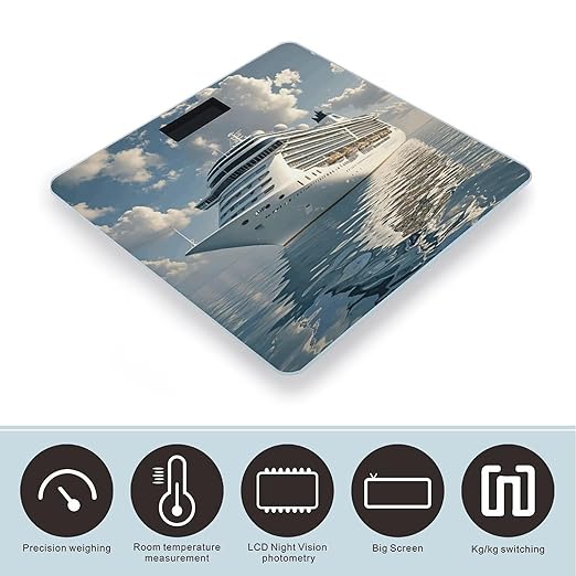 Cruise Ship Digital Bathroom Scale for Body Weight Weighing Scale with Backlit LCD Display High Precision Measurements &amp Measures Weight Up to 180kg