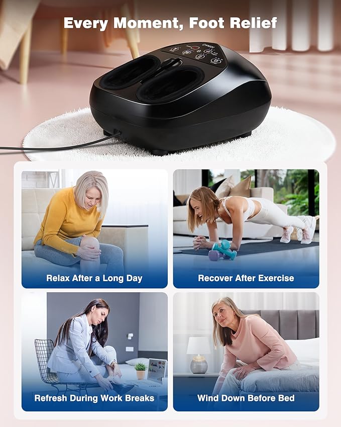 KNQZE Shiatsu Foot Massager with Heat and Remote 2026 Upgraded Lift-Arch Design 3D Deep Kneading Relief for Plantar Fasciitis and Foot Pain Fits Up to Men Size 14 Ideal Gift for Mom Women Men