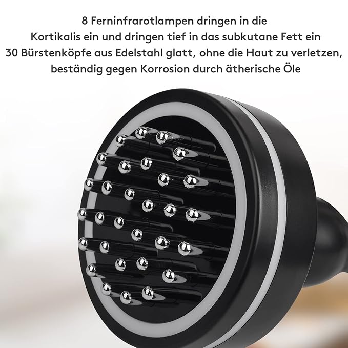 Meridian Brush Red Light Electric Heating Back Massager for Cellulite Radiant and Smoother Skin - With Control Panel and Body Brush