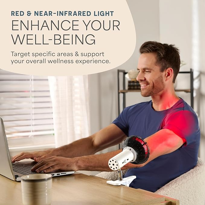 LifePro Red Light Therapy Lamp - Infraglow Infrared Red Light Therapy Bulb with 660nm and 850 nm Wavelength -18 LEDs &amp Clip-On Lamp - at Home Infrared Bulb for Daily Wellness and Relaxation