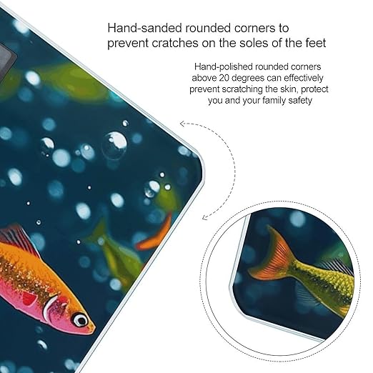 Underwater Colorful Minnows Bathroom Scale for Body Weight Bathroom Weighing Scale with Backlit LCD Display Highly Accurate Measures Weight Up to 180kg