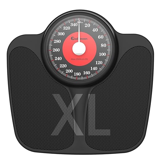 Adamson A23 Scales for Body Weight - Up to 350 LB - New Version - Anti-Skid Rubber Surface Extra Large Numbers - High Precision Bathroom Scale Analog - Durable with 20-Year Assurance