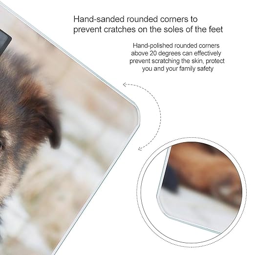 German Shepherd Puppies Scale for Body Weight Anti-Slip Sturdy Tempered Glass Weighing Machine Highly Digital Accurate Bright LCD Bathroom Scale for Household Gift