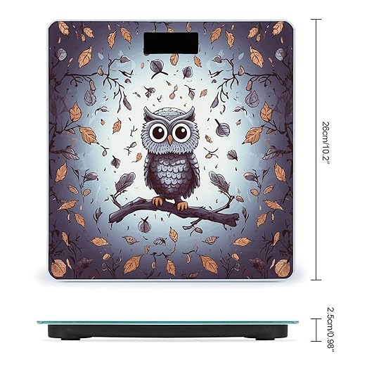 Owl Tree BranchesScale for Body Weight with LCD High Precision Weighing Scales Fashion Sturdy Tempered Glass Weight Scales Easy-to-Read Digital Bathroom Scale for Daily 400lb