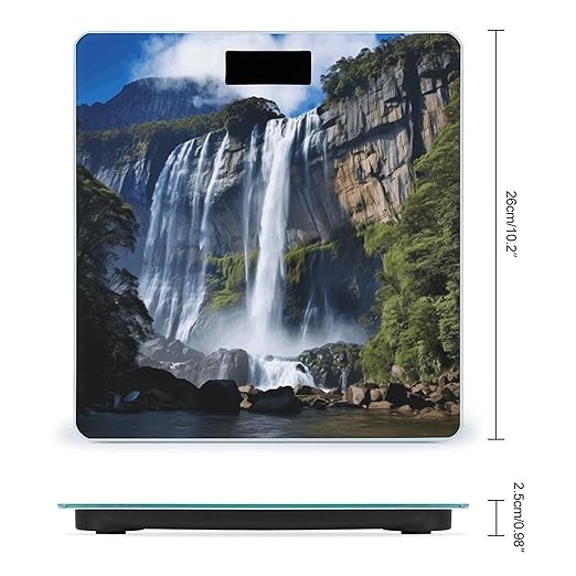 Beautiful Waterfall Digital Bathroom Scale for Body Weight Weighing Scale with Backlit LCD Display High Precision Measurements &amp Measures Weight Up to 180kg