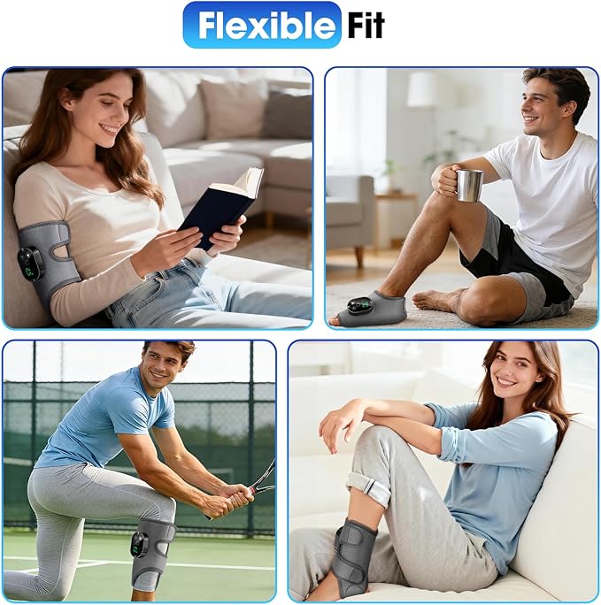 Cordless Ankle Heating Pad Foot Massager with Heat for Pain Relief Ankle Massager for Women and Men Heated Foot Brace Wrap with 6 Heat Levels and 3 Vibration Modes