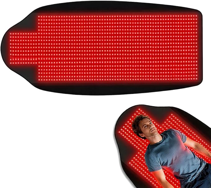 Upgraded 73 x 33 Full Body Red Light Therapy Mat 1370 LEDs Large Infrared Red Light Therapy Pad (660nm &amp 850nm) for Body Pain Relief Premium Leather Adjustable Timer &amp Intensity
