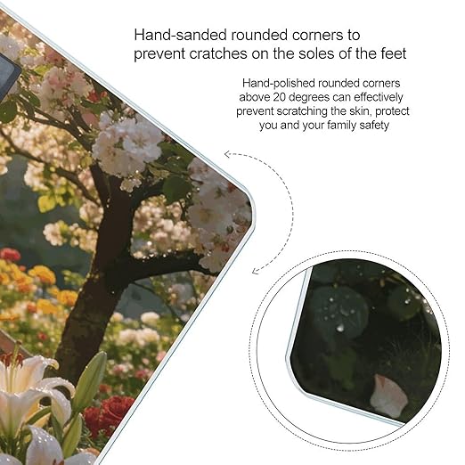 Floral Garden Weight ScaleClear LED Display Bathroom Digital Weighing ScaleTempered Glass Digital Bathroom Scale for Body Weight Capacity Up to 400 Lbs