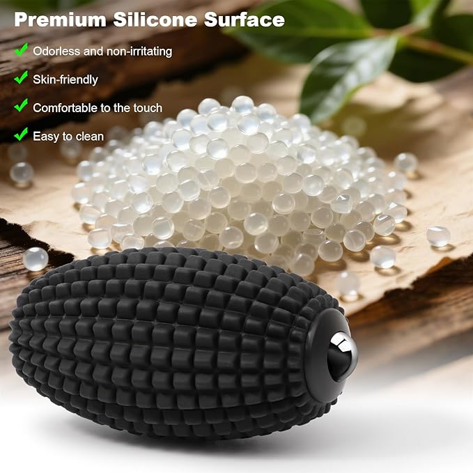 HODEMI Vibrating Massage Ball Roller with Rolling Head for Foot &amp Muscle Relaxation Electric Massage Ball with 3 Speeds for Myofascial Release Sports Recovery Yoga &amp Fitness (Black)