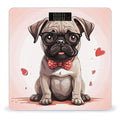 Cute Pug Puppy Weight Scale Digital Electronic Scales Bathroom Scale Larg LCD Backlight Display High Precision MeasurementsTempered Glass