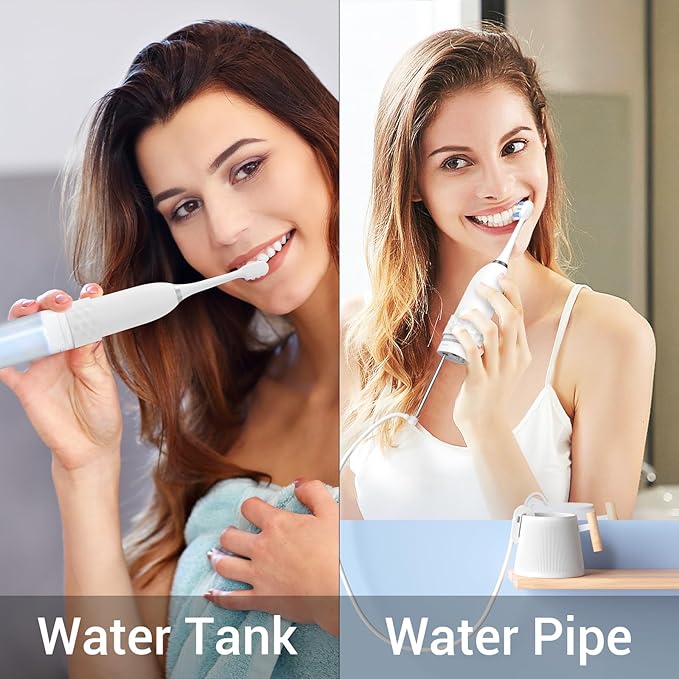Marchpower Upgraded 2-in-1 Electric Toothbrush with Water Flosser 3+4 Smart ModesPortable Oral Irrigator with Point-Jet Rechargeable IPX7 Waterproof for Home &amp Travel UseWhite