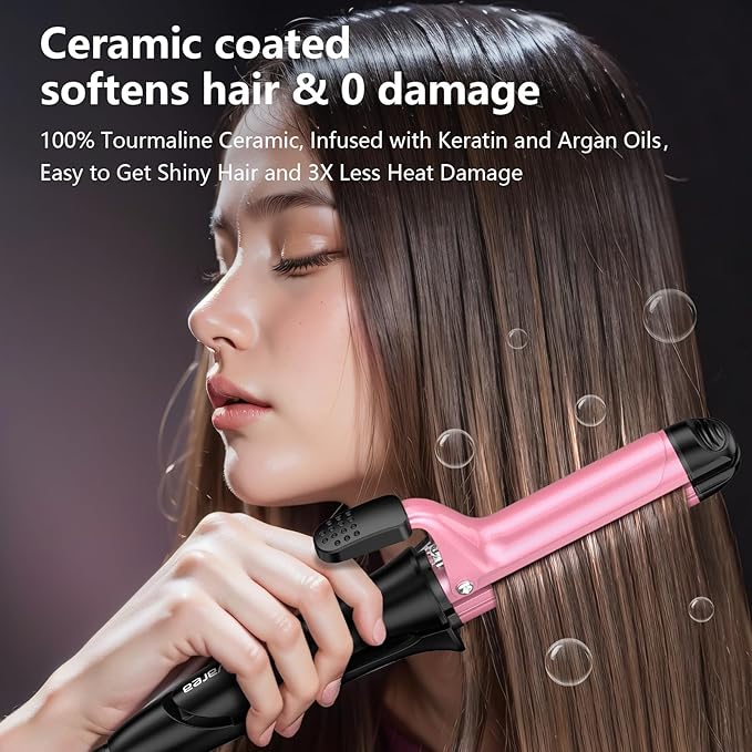 Travel Curling Iron Zavarea Upgraded 1 Inch Dual Voltage Curling Iron Lightweight 2 in 1 Hair Straightener and Curler 30S Fast Heating &amp Easy to Use Mini Flat Iron with Ceramic Barrel for Trav