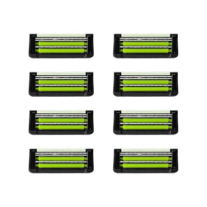Anti-Clogging Razor Cartridge with Patented Dual Roller System – Triple Blade Easy-Rinse Design 8 Refills – YES! Your Epic Shave