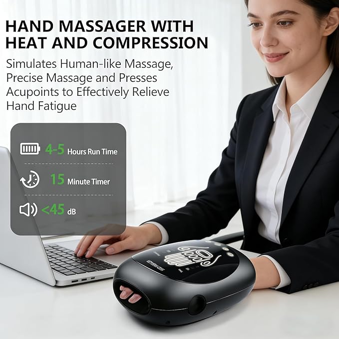 Hand MassagerBirthday Gifts for Women MomValentines Day Gifts for HerHand Massage Machine with Heat and Compression Electric Hand Massager for Arthritis