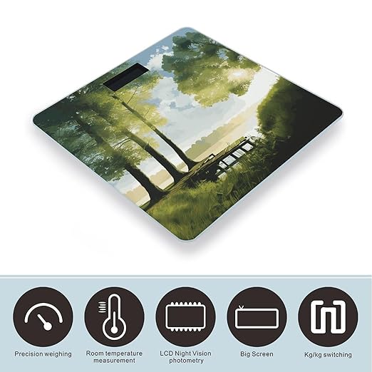 Landscape Trees Smart Scale for Body Weight Accurate Bathroom Scale with LED Display Digital Weight Scales Weighing Machine High Precision Scales for Bath Home