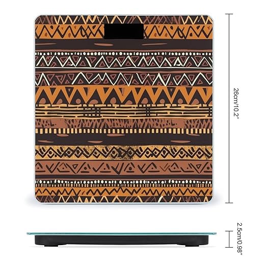 African Mud Cloth Tribal Bathroom Scale Weight Scale for Body WeightHighly Accurate Digital Weighing Machine Clear LED Display Digital Bathroom Body Scale 400lb/182kg