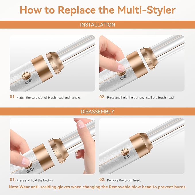 7 in ONE Hair Dryer Brush Powerful Blow Dryer Brush with Air Curler for Hair Brush Blow Dryer with Diffuser Ionic Hot Air Brush Fast Dry Volumize Curls Straight Hair Styling Tools 100-120V