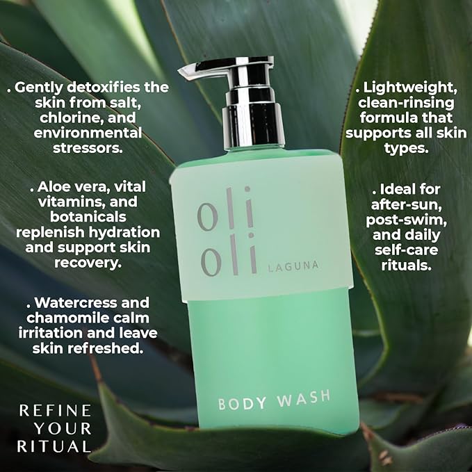 OLIOLI Revitalizing Body Wash 15.2oz | Detoxifying Aloe Vera with Pro-Vitamin B5 &amp Botanicals | Daily Hydrating Cleanser for All Skin Types | Deep Cleansing Body Wash for Dry &amp Sensitive Skin