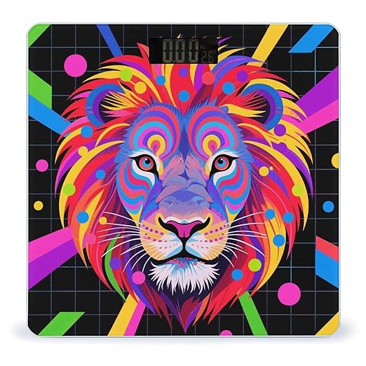Colorful Lion Scale for Body Weight Sturdy Tempered Glass Weighing Scales with LCD Display Accurate Digital Bathroom Scale Convenient Body Fat Smart Scales Easy Read