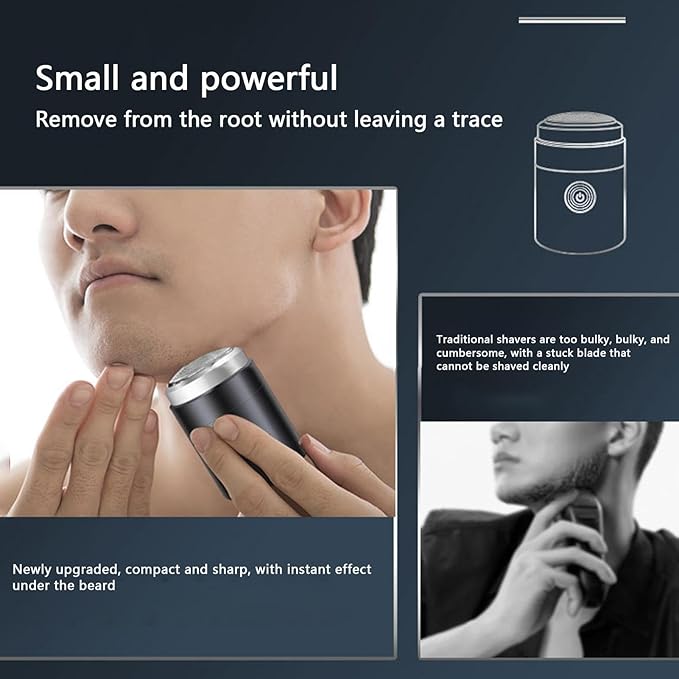 Electric Shaver Men's Electric Travel Shaver Wireless Electric Mobile Electric Travel Shaver USB Wet and Dry Beard Grooming Kit Men's Hair Removal Device for Short Hard Beard Hair