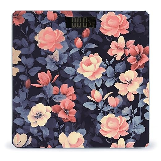 Vintage Floral Smart Scale for Body Weight Accurate Bathroom Scale with LED Display Digital Weight Scales Weighing Machine High Precision Scales for Bath Home