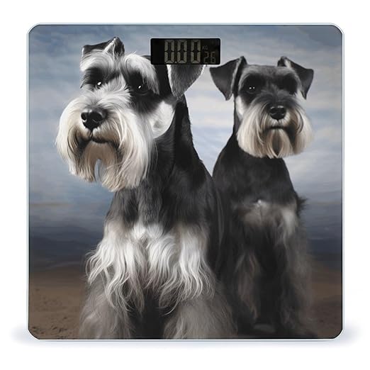 Animal Schnauzer Dog Bathroom Scale Large LCD Backlight Display Digital Scale Rounded Corners Body Scales Automatic Power On/Off Bathroom Scales for Home Bedrooms