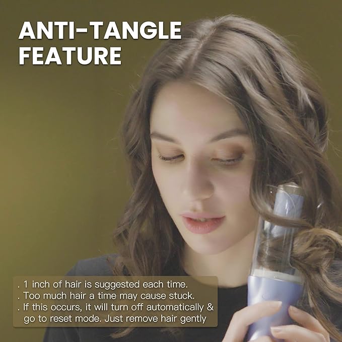 LENA Geniecurl Auto Hair Curler Ion Wrap Transparent Curling Wand with 1 Ceramic Ionic Barrel and Smart Anti-Stuck Sensor Pro Styling Tool for Long and Medium Length Hair