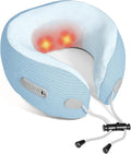 Electric Neck MassagerPortable Travel Pillow with Massage and HeatRechargeable Vibrating Neck Pillow MassagerPerfect for Pain Relief at Home OfficeTravelFathers Day Gift Ideas(Blue)