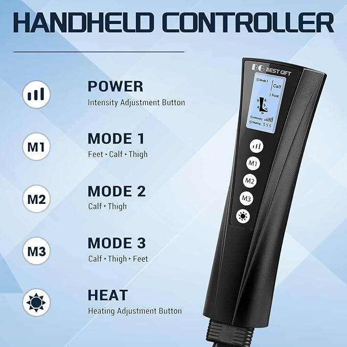 Gifts for Dad Mom Men Women Christmas Mothers Day Fathers Day Air Compression Massager with Heat for Foot Leg Calf Thigh Knee Helpful for Vericose Veins Muscle Fatigue Cramps Swelling Edema