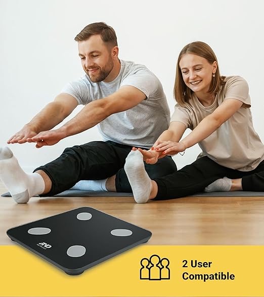 A&ampD Medical Smart Scale for Body Weight - UC-450BLE - Bluetooth Body Fat Scale with BMI Body Composition Digital Bathroom Scale Tracks 7 Biometrics Syncs with A&ampD App - 397lb
